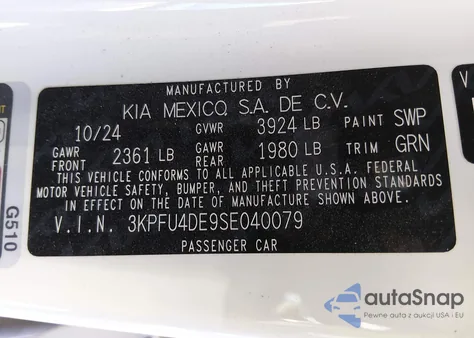 2025 Kia K4 Ex z USA, uszkodzony, nr VIN 3KPFU4DE9SE040079